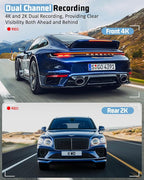 4K Dash Cam Front and Rear, 4K+2K Dash Camera for Cars with 5GHz WiFi & APP Control 64GB Included, 3.2" IPS Screen Dual Dashcam 24H Parking Monitor G-Sensor Night Vision Loop Recording