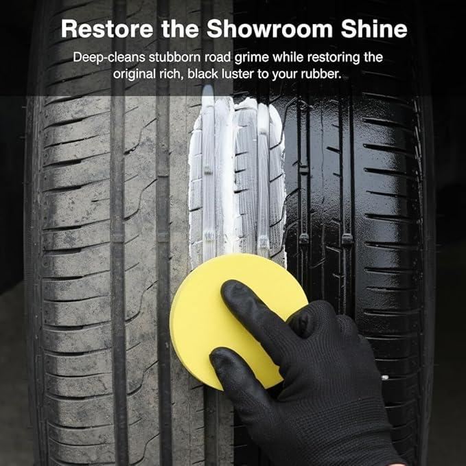 Car Tire Shine with Sponge, Wheel Shine Tire Polishing Paste for Cars Trucks Motorcycles RVs & Mor (1PCS)