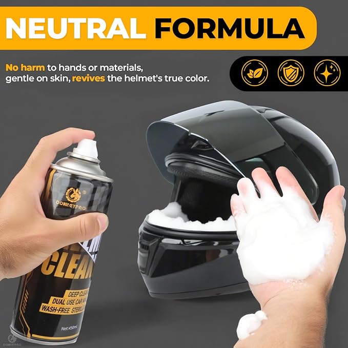DONKEYPRO Car Interior Foam Cleaner - 2026 New Powerful Multi-Purpose Foaming Spray for Seats, Leather, Helmet Care, Fabric, Upholstery & Carpet - Deep Cleaning Magic Foam for Car & House 450ML