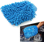 MLY Microfiber Car Wash Mitt, Double-Sided Plush Green Mitt Kit Cleaner, Car Wash Mitt Scratch Free for Car Washing and Home Cleaning (7.12" x 10.14" # Blue)