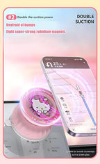 Kitty Magnetic Vacuum Phone Holder, 360° Rotating Pink Magnetic Car Mount, Cute Cat Rotating Holder, Suitable for Cars, Mirrors, Gyms, Kitchens, Hands-Free Portable Phone Holder