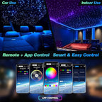 Dual Port 32W Twinkle Meteor 2 in 1 Starlight Headliner Light Kit with 1200pcs 9.8ft Fiber Optical Cable RGBW Light Source Sound Activated APP/Remote Control for Car/Home/Party