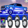 6 Pods RGB LED Rock Lights, Underglow Multicolor Neon Light Kit Wheel Well Light with APP Control & Music Mode, Under Glow Lights for Trucks,Jeep,SUV,Golf Cart,ATV,Pickup Off Road,12 V