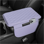 Stacool Upgraded Car Center Console Cover,Microfiber Leather Car Armrest Cover Cushion with 2 Storage Bags,Universal Car Armrest Storage Box (Purple)