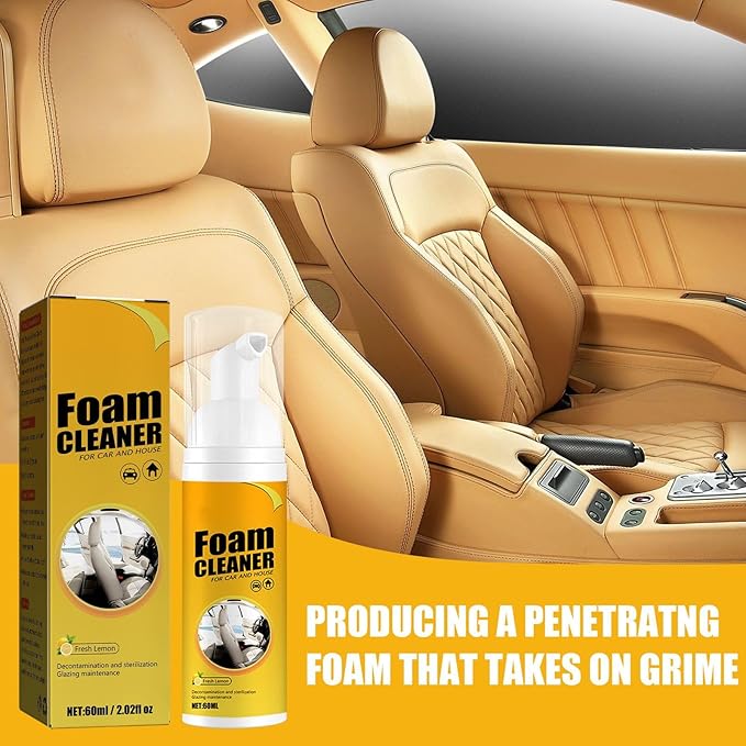 CROOT 2PCS Multipurpose Foam Cleaner, Foam Cleaner All Purpose for Car, Kitchen, Bathroom, Interior and House Lemon Flavor(100ml*2)