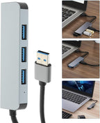 Port USB Hub Extension with Aluminum Case Portable USB Splitter Expander for Laptop High-Speed Data Transfer Plug and Play