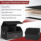 JEYODA Suede Leather Trunk Organizer, Large Capacity Soft Car Organizers and Storage,foldable,with lip, for Car SUV/Jeep/Sedan/Home/Camping (Black,Small)