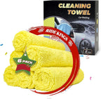 Car Wash Drying Towels, 450gsm Ultra-Thick Absorbent Lint-Free Extra Soft Microfiber Rags for Car Detailing, Interior & Exterior Cleaning Cloths, 16in x 16in - Microfiber, Yellow, 6 Packs