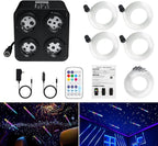 AMKI Updated 4Color Meteor Twinkle 36w Starlight Headliner Kits 900pcs 0.03in 9.8ft, 240pcs RGB Meteor Shooting Star Cable, 2 in 1 Fiber Optic Light Box RGBW Sound Activated Mode for Car& Home Decor