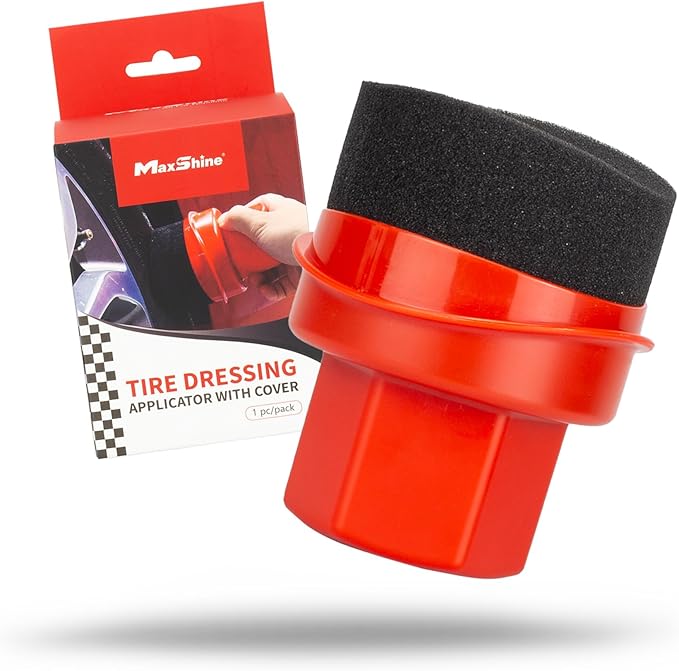 Maxshine Universal Tire Shine Applicator with Protective Cover – Black Foam Pad with Comfortable Grip – Mess-Free Handling, Even Tire Dressing & Coating – Auto Detailing Applicator Tool