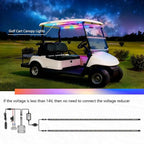 2 Pcs RGB+IC Golf Cart Canopy Lights Strip, 12V-80V Dream Color Chasing Golf Cart Roof Light with Remote and APP Control, Voltage Reducer Included, Music Sync for EZGO Yamaha Club Car