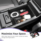 LUWU Outback 2020-2025/Legacy 2020-2025 Accessories Compatible with Subaru Outback/Legacy Center Console Organizer Armrest Console Storage Box Insert Tray ABS Material Black Coin Container (Upper)