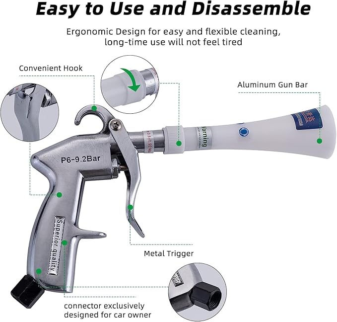 GOCCIDA Tornado Dry Cleaning Gun Detailing Interior Dryer Air Blow Gun,Car Detailing Kit Interior Cleaner,Car Detailing Tools for Car Quickly Blasts Dirt and Dust Works with Air Compressor