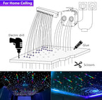 AZIMOM Updated Dual Color 50W Twinkle Fiber Optic Starlight Kits 1800pcs 0.03in 16.4ft Strands, RGB Meteor Shooting Star, Sound Activated APP/Remote Control Theater Ceiling Home Lobby Roof Decor