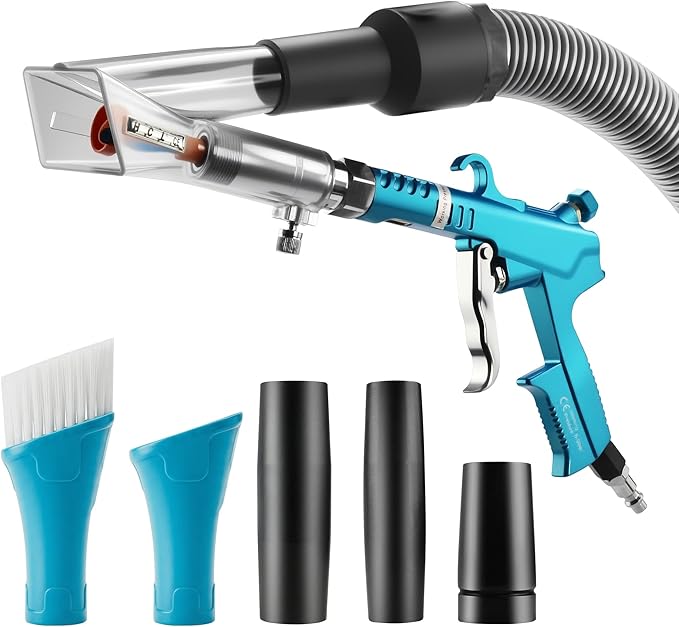 GOCCIDA 2IN1 Car Interior Detailing Air Blow Gun & vacunm Gun with Adjustable Air Flow Nozzle,Cleaning Gun Quickly Blasts Dirt and Dust from Surface Works with Air Compressor(Upgrade Rotate Tube) Blue