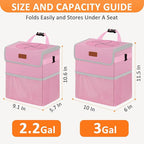 Vankor 3 Gallons Car Trash Can with Lid, Car Trash Bag Bin Hanging Waterproof Automotive Garbage Cans Leak Proof Vehicle Trash Can Pink