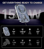 Mukiya for MagSafe Car Mount Charger with Adapter, 360° Rotation Magnetic Wireless iPhone Car Charger for Air Vent, Compatible with iPhone 17/16/15/14/13/12 Series (Multi-Gray)