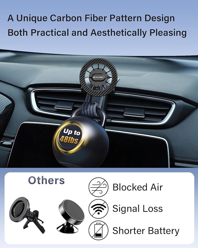 SKYLOTEC Car Phone Holder for Toyota Tacoma 2016 2017 2018 2019-2022 2023 Accessories Automobile Cradles Magnetic Phone Mount Compatible with MagSafe, Strong Magnets Cell Phone Base