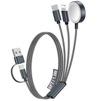 1Pack Multi Charging Cable Cord for Travel Essentials,Apple Watch Charger,iPhone Charger,[3-in-2] Type C/LCable Portable Designed for iWatch,iPhone 17-8,Galaxy S25-21,AirPods,iPad-1.8M Black