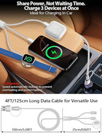 Travel Essentials for Apple Watch Charger,iPhone Charger,3 in 2 Type C/Lightning/Magnetic Travel Charging Cable,Portable Multi Charging Cable for Apple Watch, iPhone 17‑11, Samsung S26,Car,Camera–4ft
