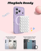 amBand Magnetic Suction Mirror Window Phone Holder, Sticky Grip Double Sided Mount for iPhone, Gym Bathroom Kitchen, Hands-Free for Makeup FaceTime Shower Viewing with MagSafe Accessories, Frost White