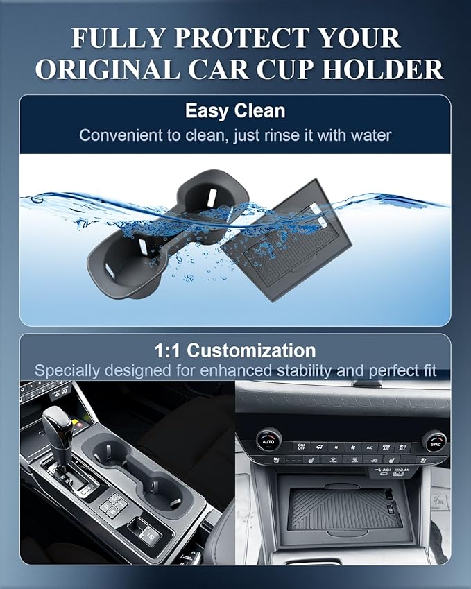 BIBIBO 2Pack for 2026 Subaru Outback Center Console Organizer Cup Holder 2026 Subaru Outback Silicone Cup Holder& Wireless Charging Mats