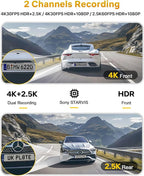GKU Dash Cam Front and Rear, 4K 60fps＋2.5K Dashcam,STARVIS Sensor, HDR, 5G WiFi GPS, 24H Parking Mode, Night Vision, 170°Wide Angle, Dash Camera for Cars with 1.47 Display, 64G SDcard (Black)