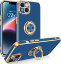 VENINGO iPhone 14 Case,Phone Cases for iPhone 14,Slim Fit Soft 360° Ring Holder Kickstand Magnetic Car Mount Supported Easy Clean Shockproof Protective Cover for Apple iPhone 14 6.1" 2022, Deep Blue