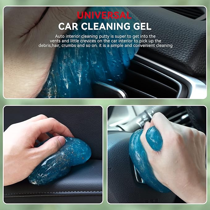 Auto Dynasty Car Cleaning Gel, 2024 Universal Auto Detailing Tools Car Interior Air Vent Dust Cleaner Slime Putty Jelly for Printers, Camera, Calculator, Keyboard (Blue)
