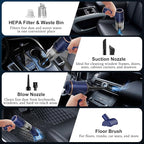 KMM Handheld Car Vacuum Cleaner, 9000Pa Vacuum Cleaner and Air Duster, 120W High Power Hand Held Vacuum with LED Light and Multi-Nozzles for Car, Home, Office, Pet
