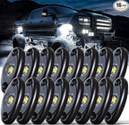 LEDMIRCY R1 LED White Rock Lights 16PCS for Off Road Truck RZR ATV SUV Auto Car Boat Underglow Trail Rig Lights Underbody Neon Light High Power Waterproof Shockproof(16PCS,White)