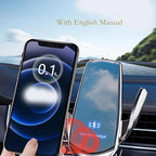 Wireless Car Charger Mount Automotive Electric Induction 15W Wireless Charger Car Auto Clamping Car Phone Holder Mount Wireless Charging Mount Vent Phone Holde Compatible with Android (Blue)