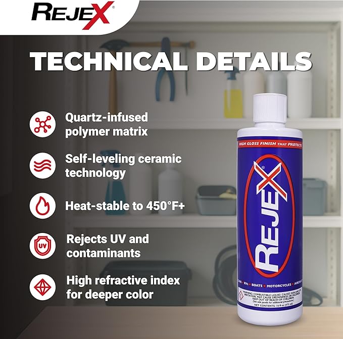 RejeX High Gloss Finish That Protects, Long-Lasting Polymer Coating for Cars, Trucks, Boats, RV, Motorcycles, Aircraft, Glass, Painted Metal, Fiberglass, Acrylic, Gel Coat & Plastic Surface, 16 Fl Oz