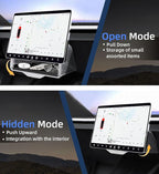 WinDu Under Screen Storage for Tesla Model 3 Y 2016-2025, Open and Close Hideable Center Console Organizer Tray with Anti-Slip Silicone Pad, Interior Accessories