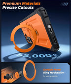 FNTCASE for Samsung Galaxy S25-FE Case: with [Magnetic Ring Kickstand] [Screen Protector] [Compatible with MagSafe] [Military-Grade Drop Protection] Heavy Duty Full Body Protective Phone Cover Orange
