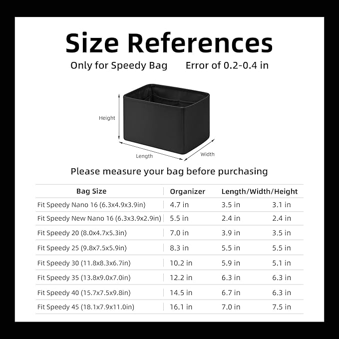 DGAZ Silk Purse Organizer Insert Fits LV Speedy 16/20/25/30/35/45 bags，Silky Smooth Bag Organizer，Luxury Handbag & Tote Shaper（Black，SP30）