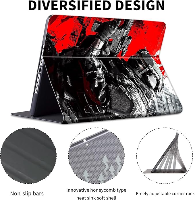 for Kindle 10th Generation Case 2019 Released 6",PU Leather Cute Slim Folio Adjustable Stand Smart Cover with Auto Wake/Sleep Case for 6 Inch Kindle 10th Gen 2019,Red Black Soldier