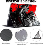 Case for 7" Kindle Paperwhite 12th Generation 2024 & Kindle Colorsoft Signature Edition,Leather Folio Adjustable Stand Cover Auto Wake/Sleep for Kindle Paperwhite 2024,Red Black Soldier