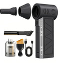 Compressed Air Duster & Handheld Vacuum, 100,000 RPM Electric Air Duster, 3-Speed Cordless Keyboard Cleaner, Rechargeable Mini Air Blower for PC, Computer, Camera and Car Detailing(Black)