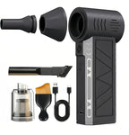 Compressed Air Duster & Handheld Vacuum, 100,000 RPM Electric Air Duster, 3-Speed Cordless Keyboard Cleaner, Rechargeable Mini Air Blower for PC, Computer, Camera and Car Detailing(Black)