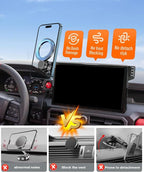 Magnetic Car Phone Mount for 2024 2025 2026 Toyota Tacoma / 2025 2026 4Runner Accessories, for MagSafe Strong Magnets Cell Phone Holder 14-Inch Screen Cradles, with Portable Phone Gripper