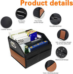 Noaman Car Organizer - 2025 Upgraded Leather Car Storage Organizer for Front Back Seat or Floor with 3 Metal Handles 6 Apartments, Multipurpose Car Organizers and Storage Black.
