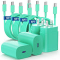 Essri Type C Charger Fast Charging for Samsung Galaxy S25/S24/S23/S22/Note 20,4Pack 25W Super USB C Fast Charger Block with (6ft+10ft) x2 Cables for iPhone 15/16 Pro Max/Plus, Android Phones - Green