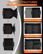 SIBOFUEGO Sturdy Car Trunk Organizer – Large Capacity Trunk Organizer for SUVs & Sedans, Hard-Shell One-Piece Design with Cute Print, Collapsible and Durable Car Organizers (Black Leopard 70L)