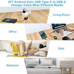 3Pack Car Carplay Cable Fast Charging 3.3FT Retractable USB Type C Android Charger Cord for iPhone 17 16 15,Samsung Galaxy A17/A16/A15/S26 Ultra/S25FE/S24/A35/Z Fold7/A54,Pixel 10Pro 9a,Moto Edge 2025