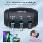 MAGJIEYX for Retractable Car Charging Station Box, 3 in 1 Headrest Fast Power Charging Dock Cord USB Type C Fits iPhone 17/16/15/14/iPad/Android/Samsung|Uber Lyft Backseat Passengers Share Rid