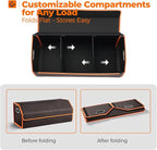 Fyzeoty Car Organizers and Storage - Trunk Organizer for Suv Car,Car Trunk Leather Storage Box,Extra Large,Magnetic Lid,Collapsible and Adjustable