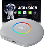 ATOTOZONE CB6 Wired CarPlay to Wireless CarPlay/Android Auto Adapter with Bluetooth, Wireless CarPlay AI Box, AI Voice Dongle with GPS Tracking, 4GB+64GB, Silver