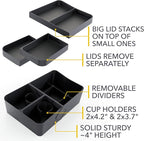 TWRAPS Floor Console Organizer for Rivian R1S & R1T 2021-2026, Lower Center Console Storage Tray Box Caddy with Premium Leather Liner Inserts, R1 Interior Accessory for Rivian