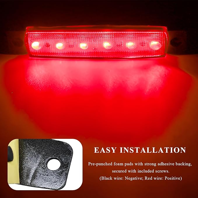 Sun Walker 8 PCS LED Rock Strip Lights, 3.77 Inch Waterproof 6 LED Car Side Marker Clearance Lamps, Wheel Fender Well Lighting Kits Exterior Underglows for Car Truck Trailer (Red)